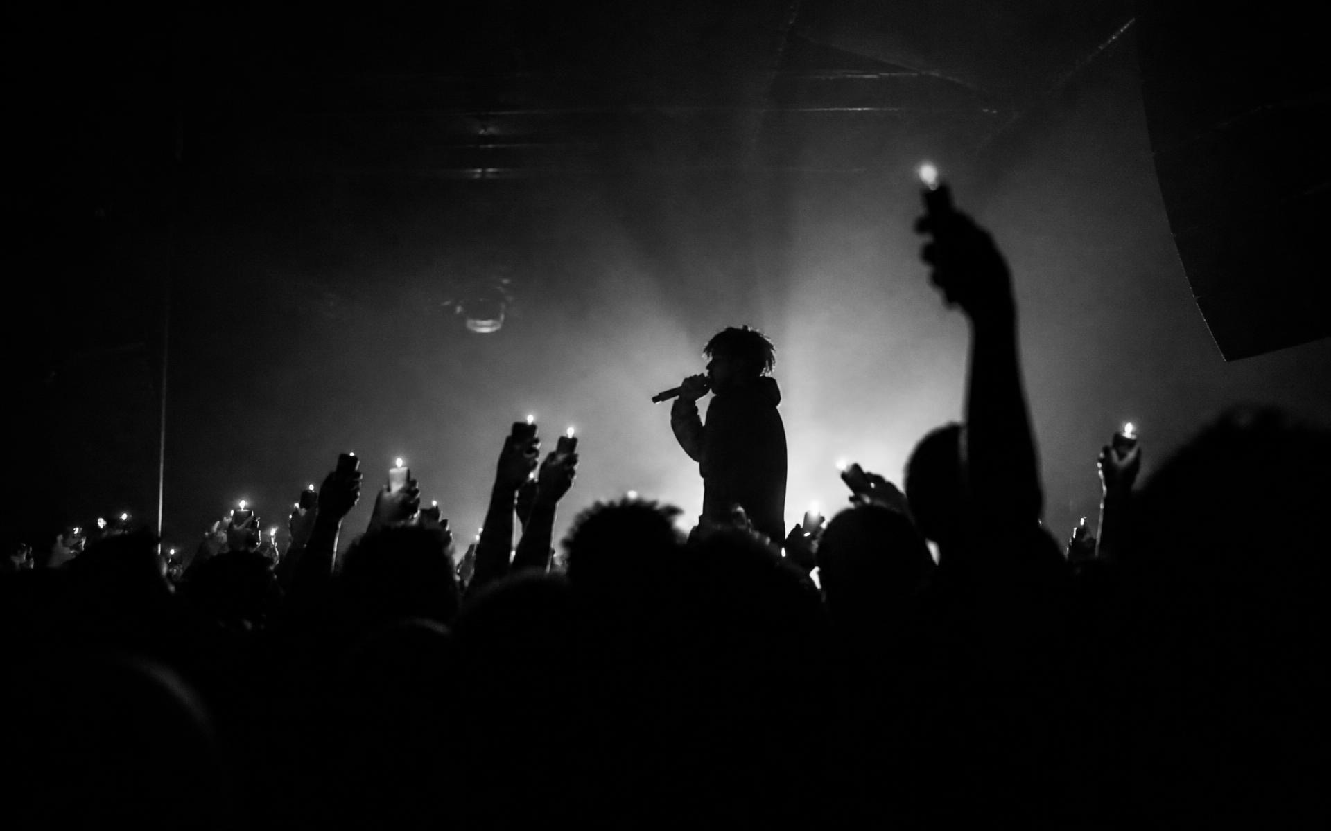 Crowd with raised hands at an independent artist's live show